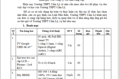 MỜI CHÀO GIÁ CUNG CẤP HÀNG HÓA, DỊCH VỤ CHO TRƯỜNG THPT CẨM LỆ