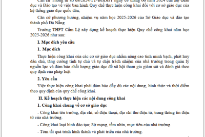 KẾ HOẠCH VỀ VIỆC THỰC HIỆN QUY CHẾ CÔNG KHAI NĂM HỌC 2025-2026