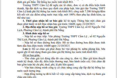 THÔNG BÁO MỜI CHÀO GIÁ: HỆ THỐNG LỌC NƯỚC TINH KHIẾT RO