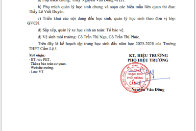 KẾ HOẠCH TẬP TRUNG HỌC SINH ĐẦU NĂM HỌC 2025-2026