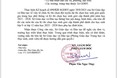 THÔNG BÁO NỘI DUNG, HÌNH THỨC, CẤU TRÚC ĐỀ THI KÌ THI HSG CẤP THÀNH PHỐ LỚP 9 VÀ LỚP 12 NĂM HỌC 2025-2026