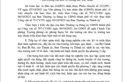 TRIỂN KHAI CÔNG VĂN SỐ 72-CV/TU NGÀY 03/10/2025 CỦA BAN THƯỜNG VỤ THÀNH ỦY