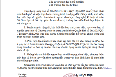 TRIỂN KHAI THỰC HIỆN CHƯƠNG TRÌNH TÍN DỤNG ĐỐI VỚI HỌC SINH, SINH VIÊN, HỌC VIỆN THẠC SĨ, NGHIÊN CỨU SINH CÁC NGÀNH KHOA HỌC, CÔNG NGHỆ, KĨ THUẬT VÀ TOÁN