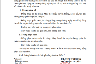 THÔNG BÁO VỀ CÁCH MAY ĐỒNG PHỤC HỌC SINH