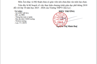 THÔNG BÁO VỀ VIỆC THU HỒ SƠ TUYỂN SINH LỚP 10 NĂM HỌC 2025–2026 TRƯỜNG THPT CẨM LỆ