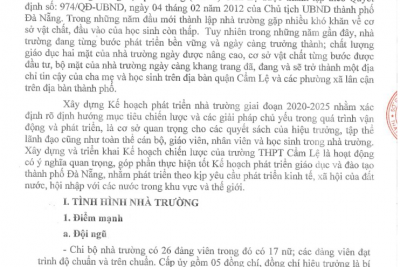 Chiến lược phát triển trường THPT Cẩm Lệ giai đoạn 2020-2025