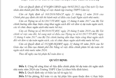 QUYẾT ĐỊNH VỀ VIỆC CÔNG BỐ CÔNG KHAI ĐIỀU CHỈNH PHÂN BỔ DỰ TOÁN CHI NGÂN SÁCH NHÀ NƯỚC NĂM 2024